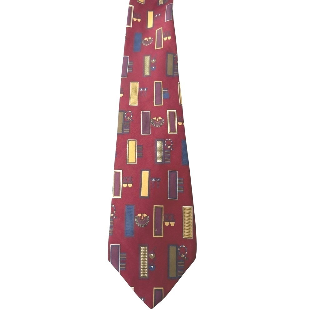 Vintage Metropolitan Museum of Art MMA Silk Necktie Egyptian Red 4" Wide Tie